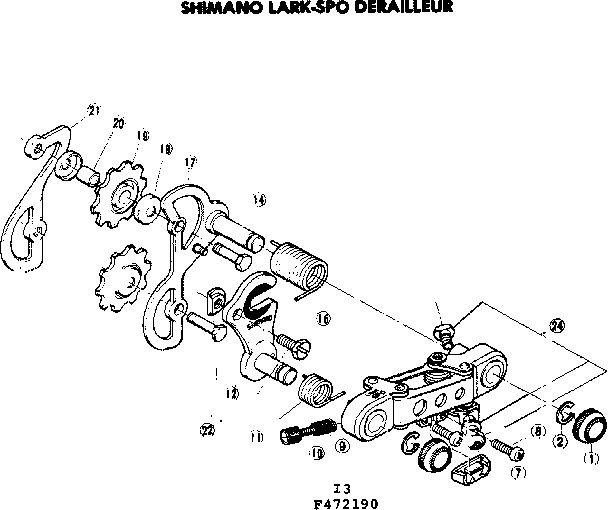 SHIMANO LARKSPO DERAILLEUR Diagram & Parts List for Model 502472210