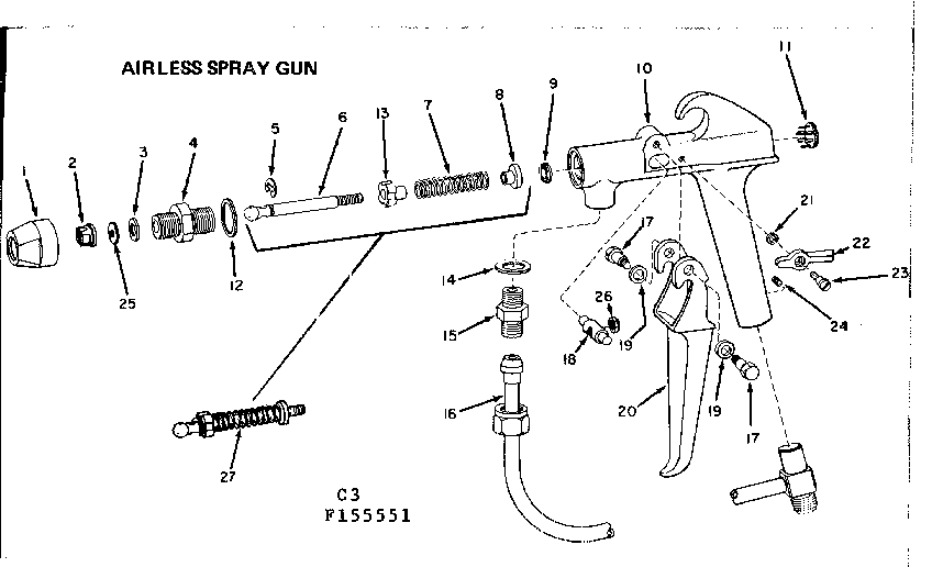 AIRLESS SPRAY GUN Diagram & Parts List for Model 106155551 Craftsman