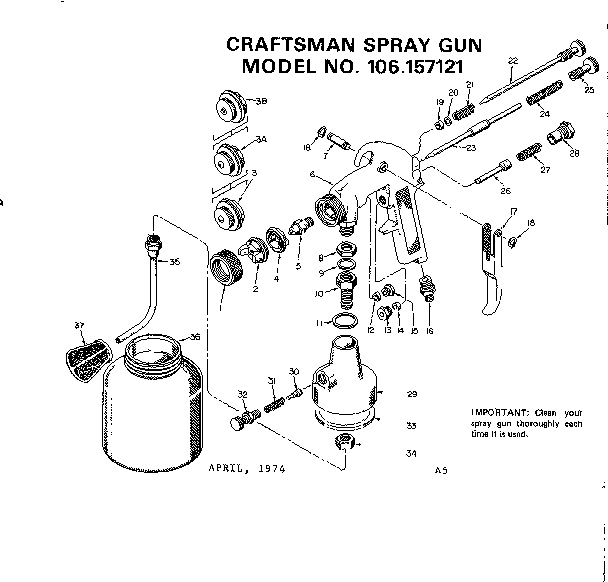CRAFTSMAN CRAFTSMAN SPRAY GUN Parts | Model 106157121 | Sears PartsDirect