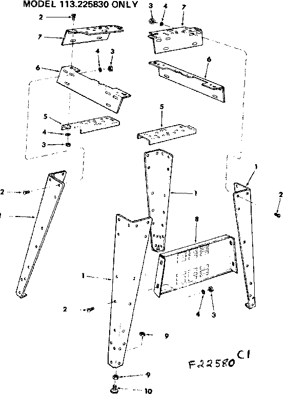 SANDER/LEGS AND MOTOR Diagram & Parts List for Model 11322580 Craftsman