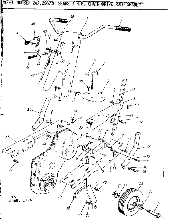 CRAFTSMAN SEARS 3 HP CHAIN DRIVE ROTO SPADER Parts Model 247296730