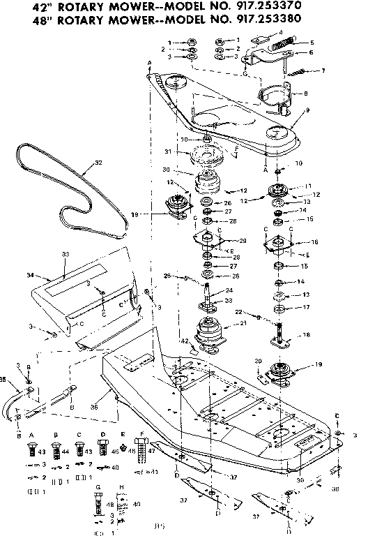 MOWER DECK Diagram & Parts List for Model 917253370 Craftsman-Parts All