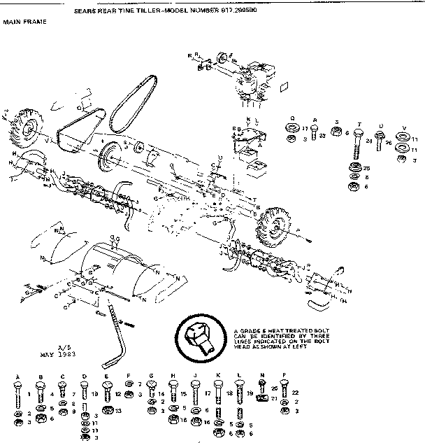 CRAFTSMAN SEARS REAR TINE TILLER Parts | Model 917299590 ... craftsman tiller engine diagram 