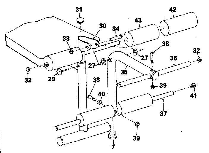 Lifestyler Weight bench Leg lift assembly Parts