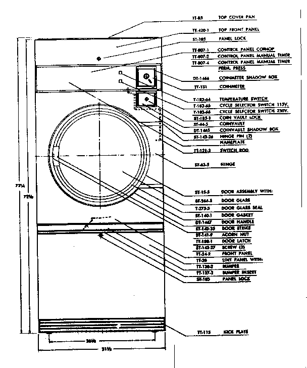 Huebsch Kenmore Large Capacity Dryer Parts