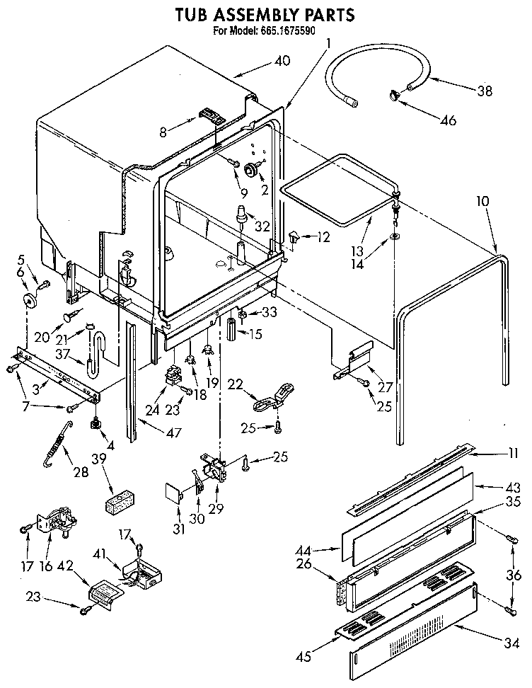 TUB ASSEMBLY Diagram & Parts List for Model 6651675590 ... sears dishwasher wiring diagram 