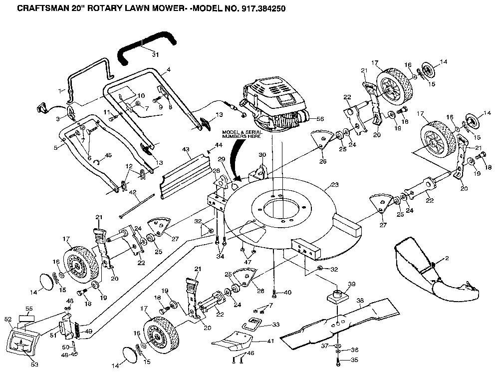 push mower craftsman lawn mower parts diagram