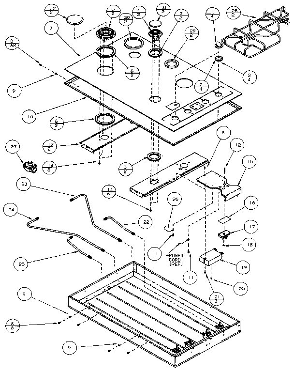 AMANA Gas Cooktop Main top section Parts Model AKG35E SearsPartsDirect