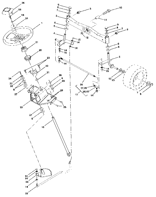 STEERING ASSEMBLY Diagram & Parts List for Model 917255980 ... craftsman steering diagram 