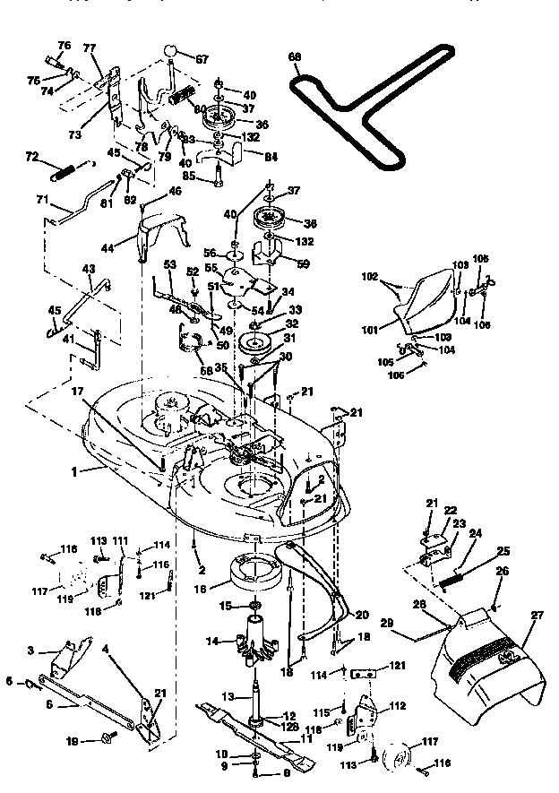 MOWER DECK Diagram & Parts List for Model AYP7159A69 Wizard-Parts