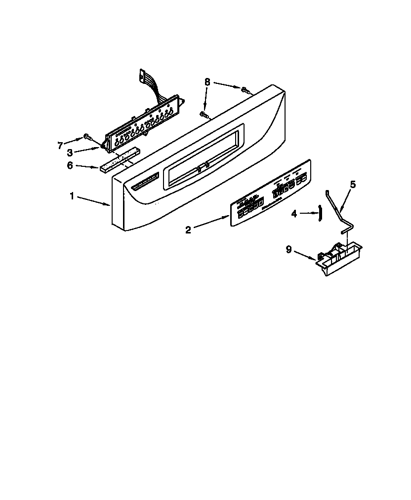 CONTROL PANEL Diagram & Parts List for Model KUDS24SEBL3 Kitchenaid