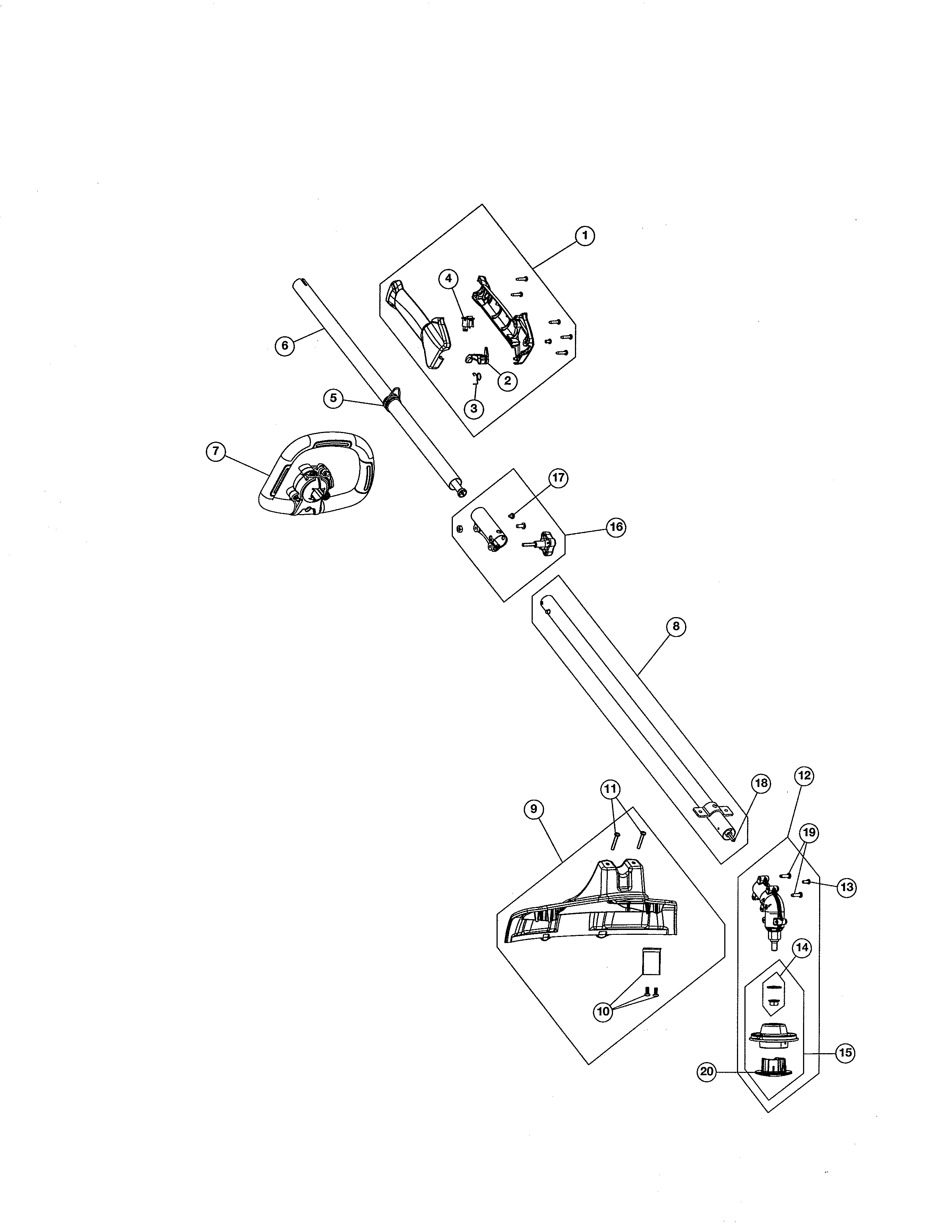 SHIELD/CUTTING HEAD/HANDLE Diagram & Parts List for Model 316711200