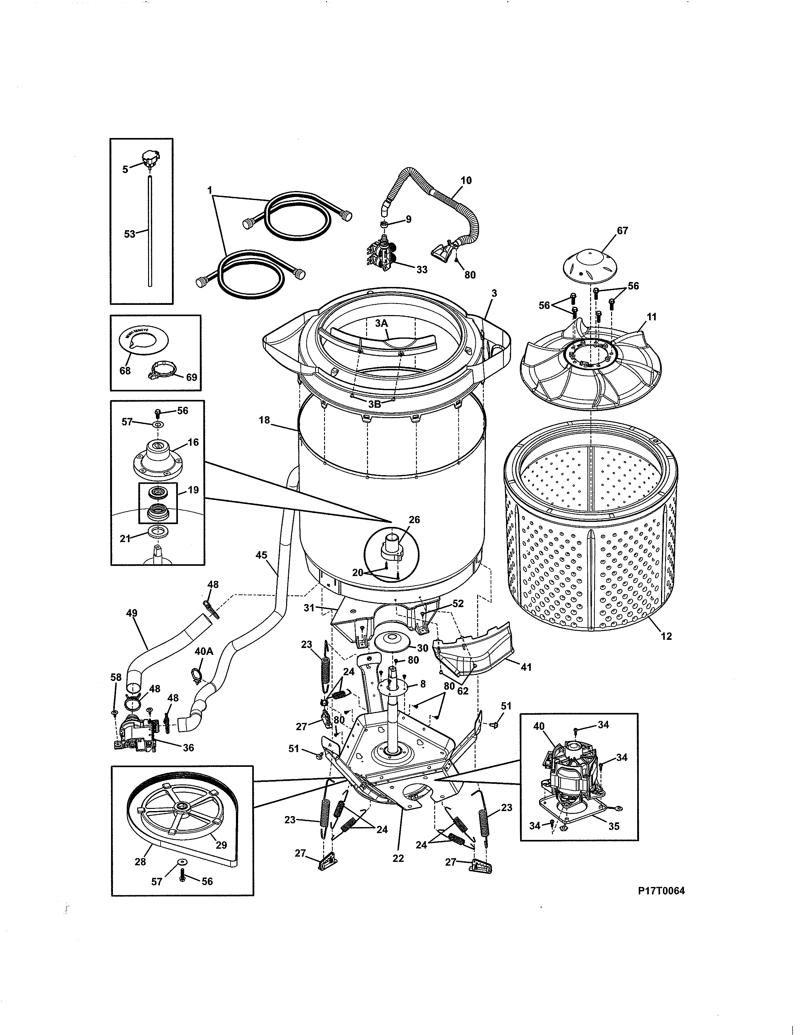 MOTOR/TUB Diagram & Parts List for Model fflg1011mw0 FrigidaireParts