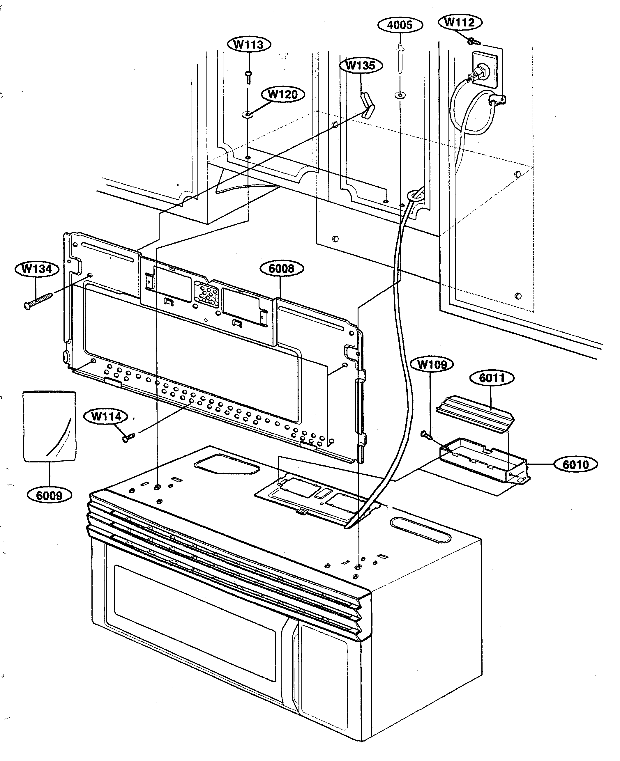 KENMORE Microwave Hood Combo Door Parts Model 72162622200