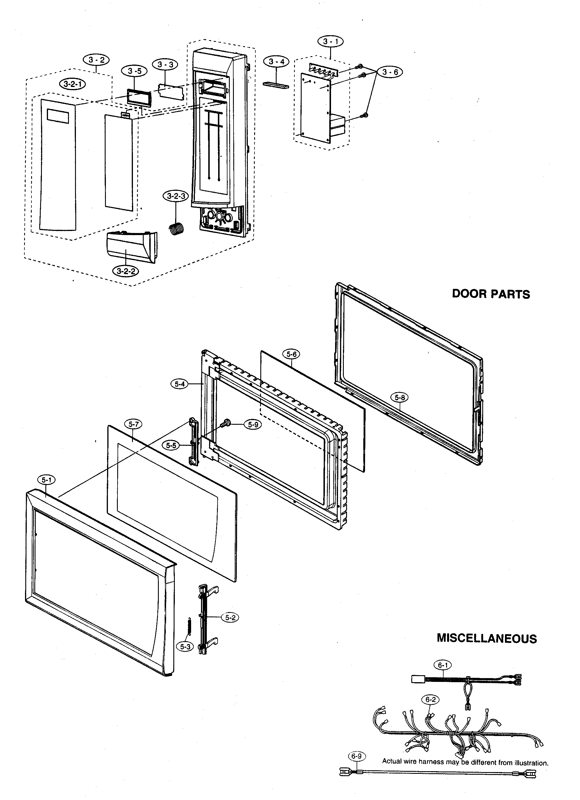 CONTROL PANEL/DOOR PARTS/MISCELLANEOUS Diagram & Parts List for Model