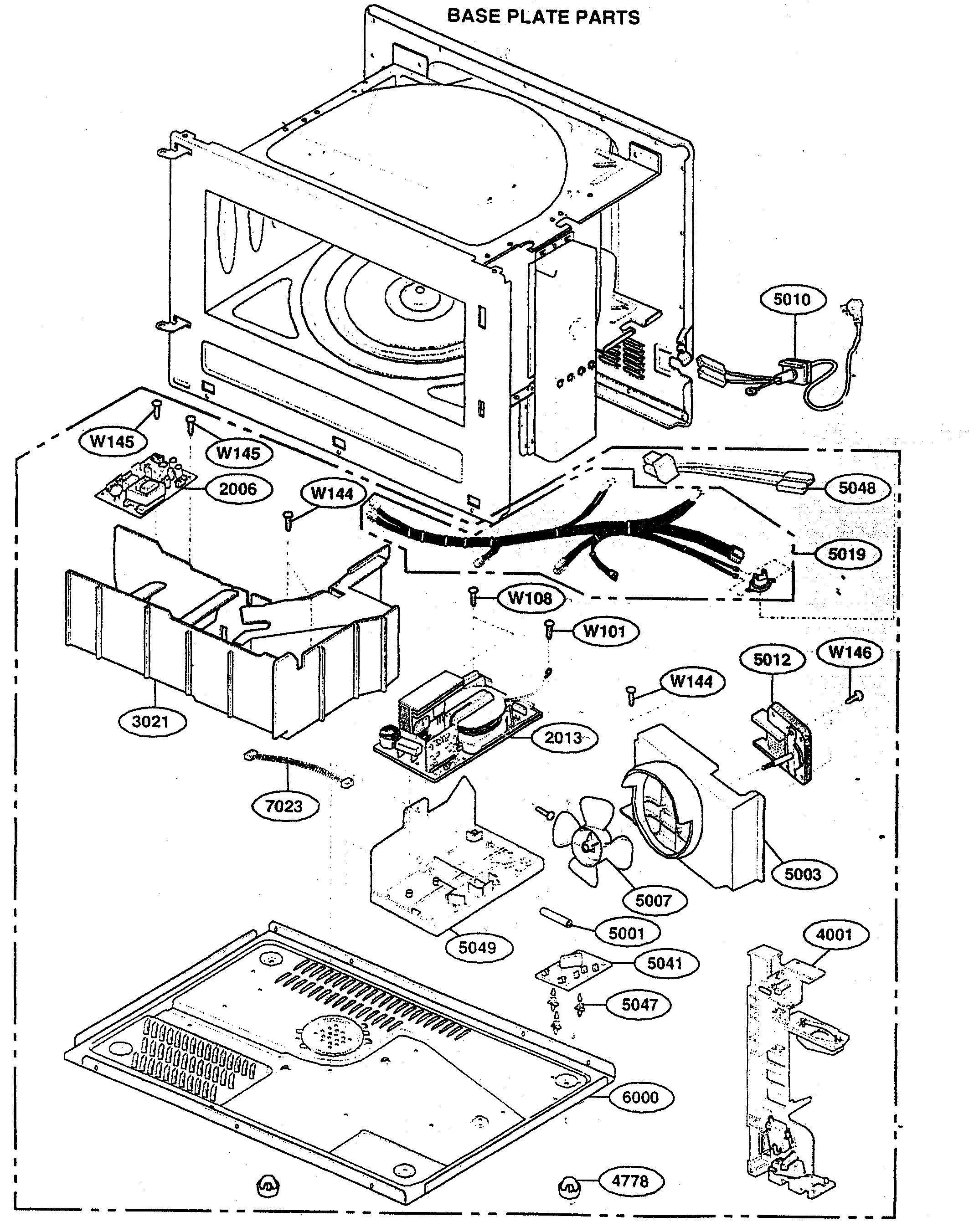 BASE PLATE PARTS Diagram & Parts List for Model 72162369200 Kenmore