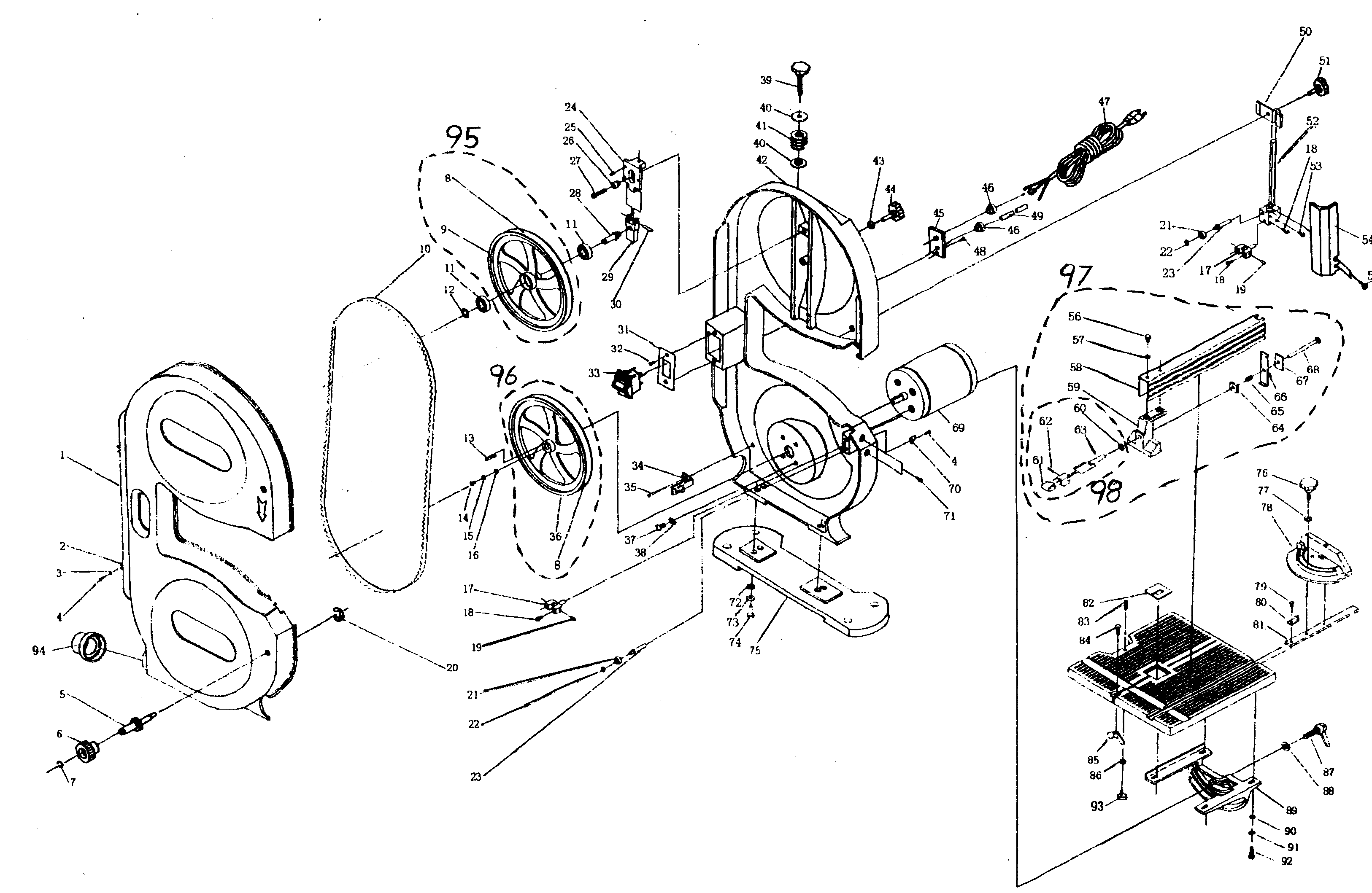 delta bandsaw parts diagram