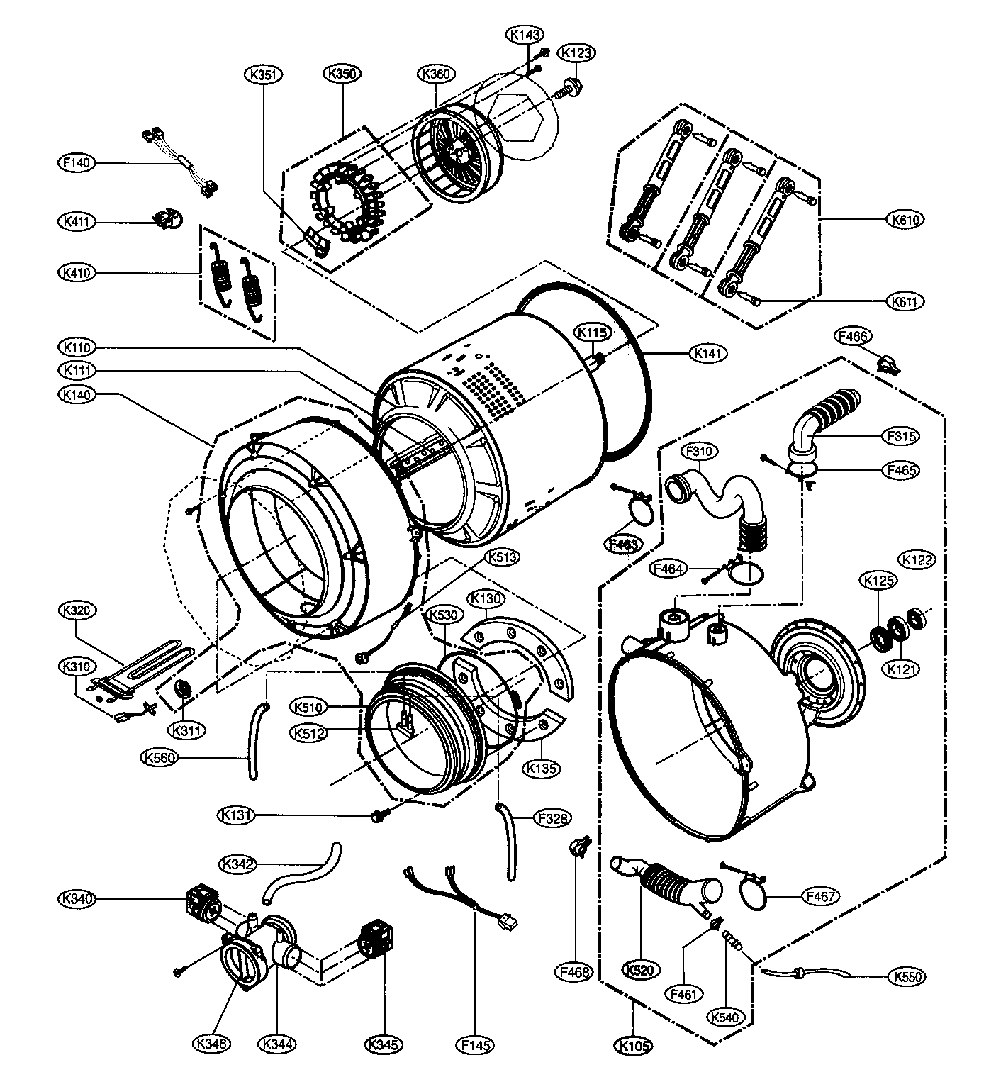 Drum  Tub Assy Diagram  U0026 Parts List For Model Wm2487hwm Lg