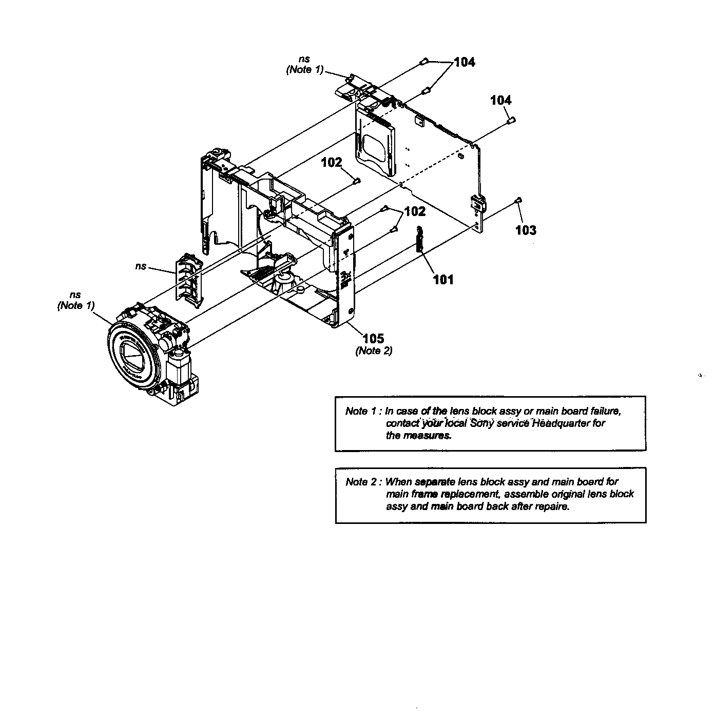 MAIN FRAME Diagram & Parts List for Model dscs730 SonyParts Camera