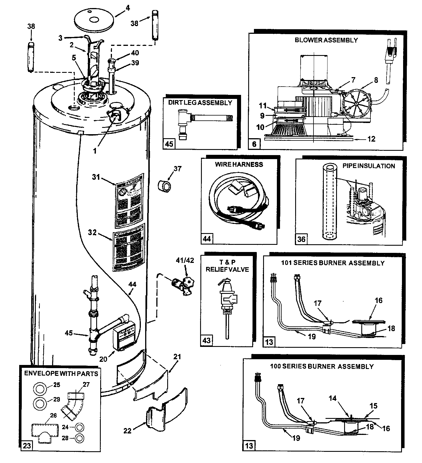 Water Heater Diagram  U0026 Parts List For Model Gpsh50100