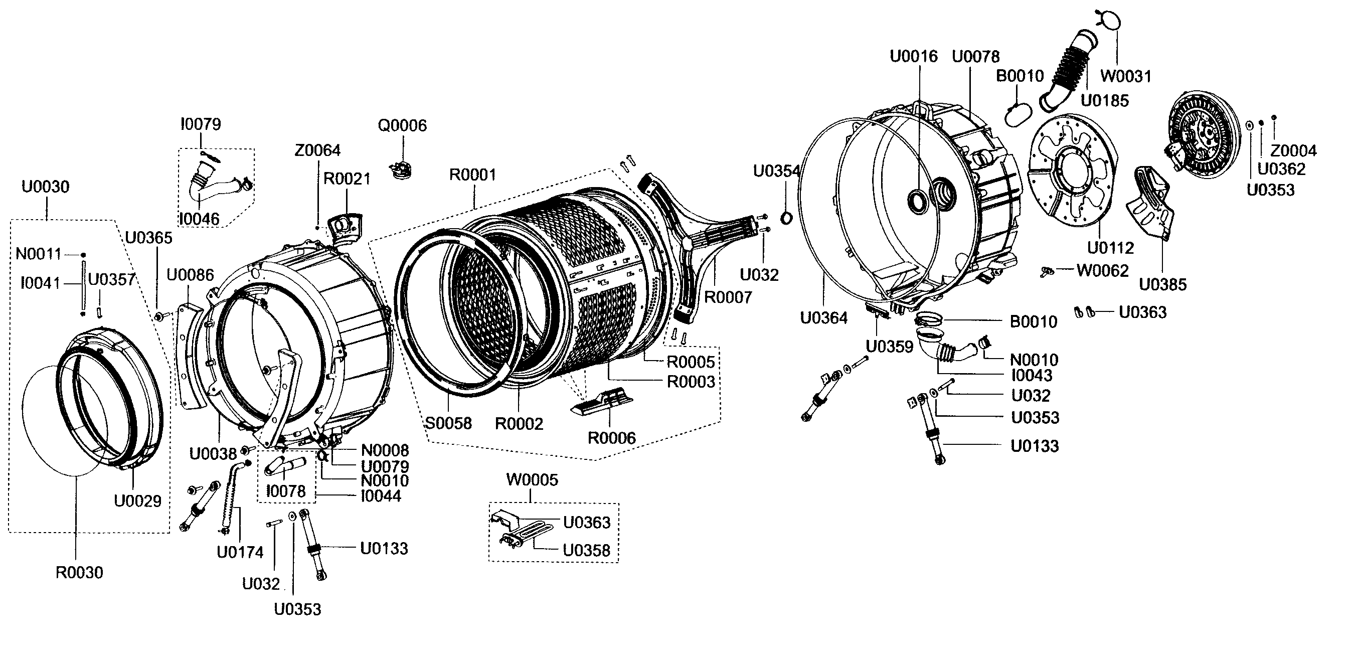 Tub  Drum Assy Diagram  U0026 Parts List For Model Wf338aawxaa