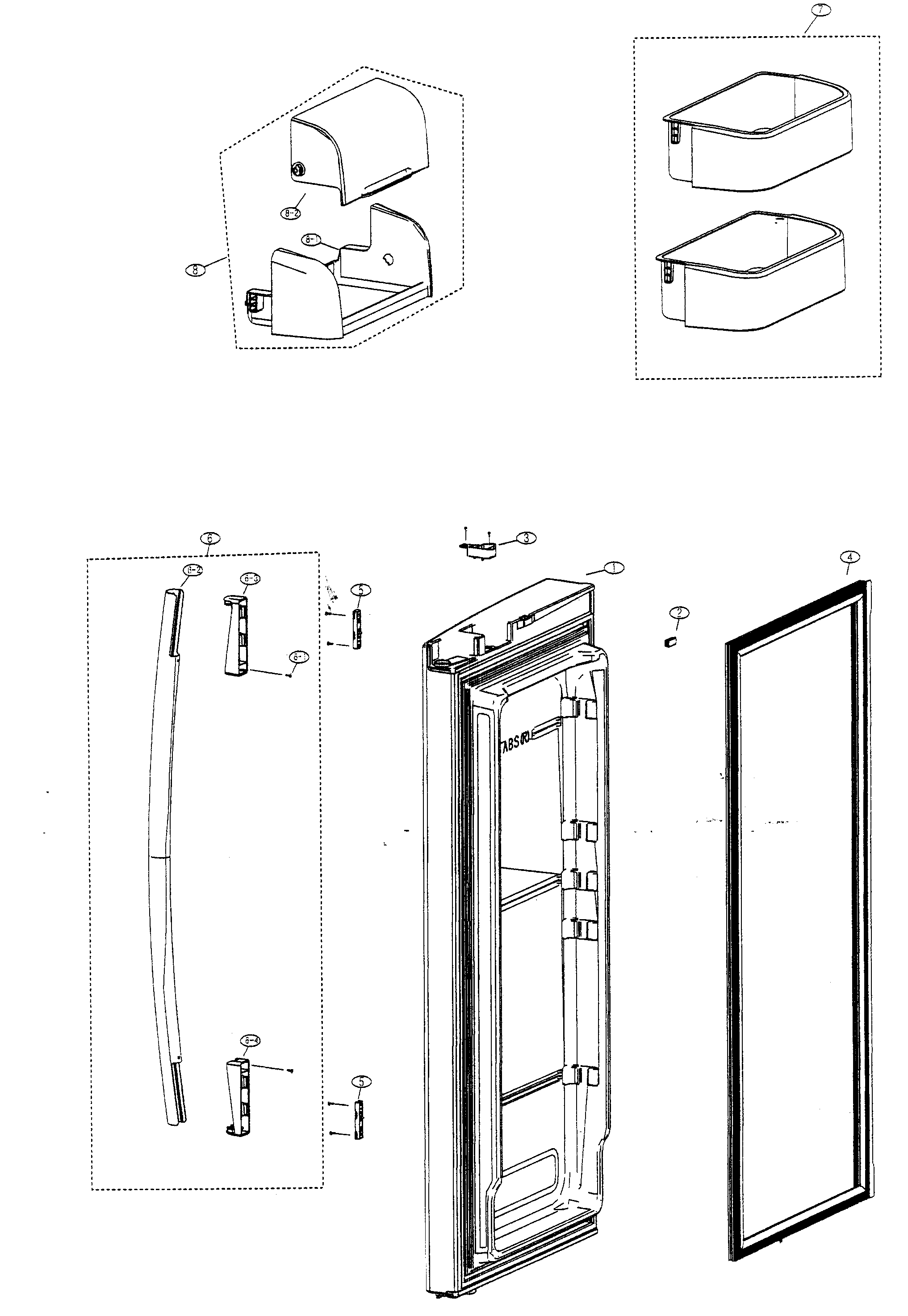 REFRIGERATOR DOOR RIGHT Diagram & Parts List for Model RF266ABRSXAA