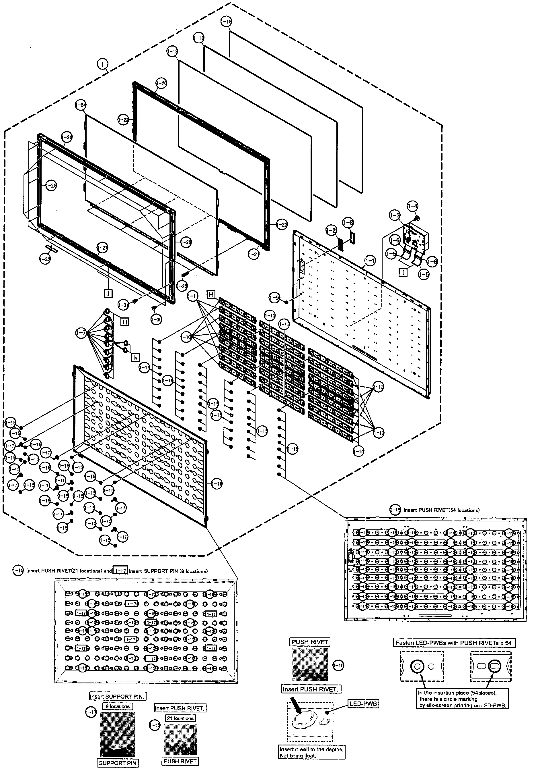Lcd Panel Diagram  U0026 Parts List For Model Lc40le700un Sharp