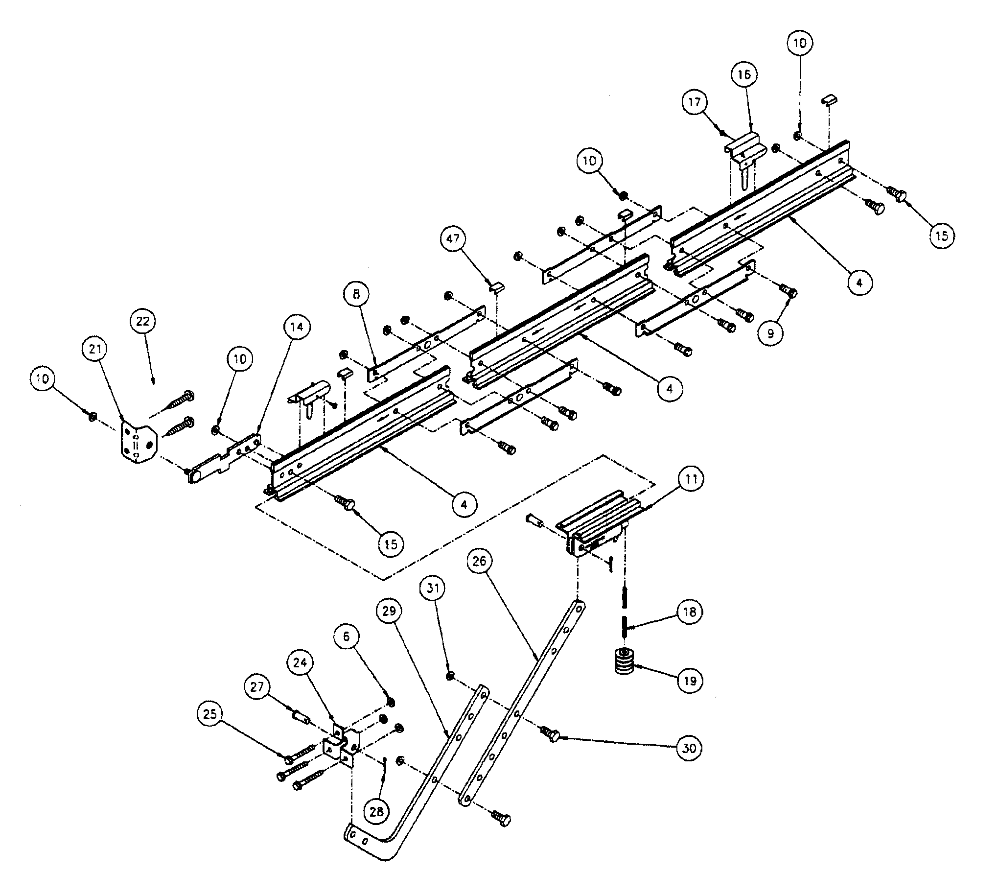 Genie Garage opener Rail asy Parts