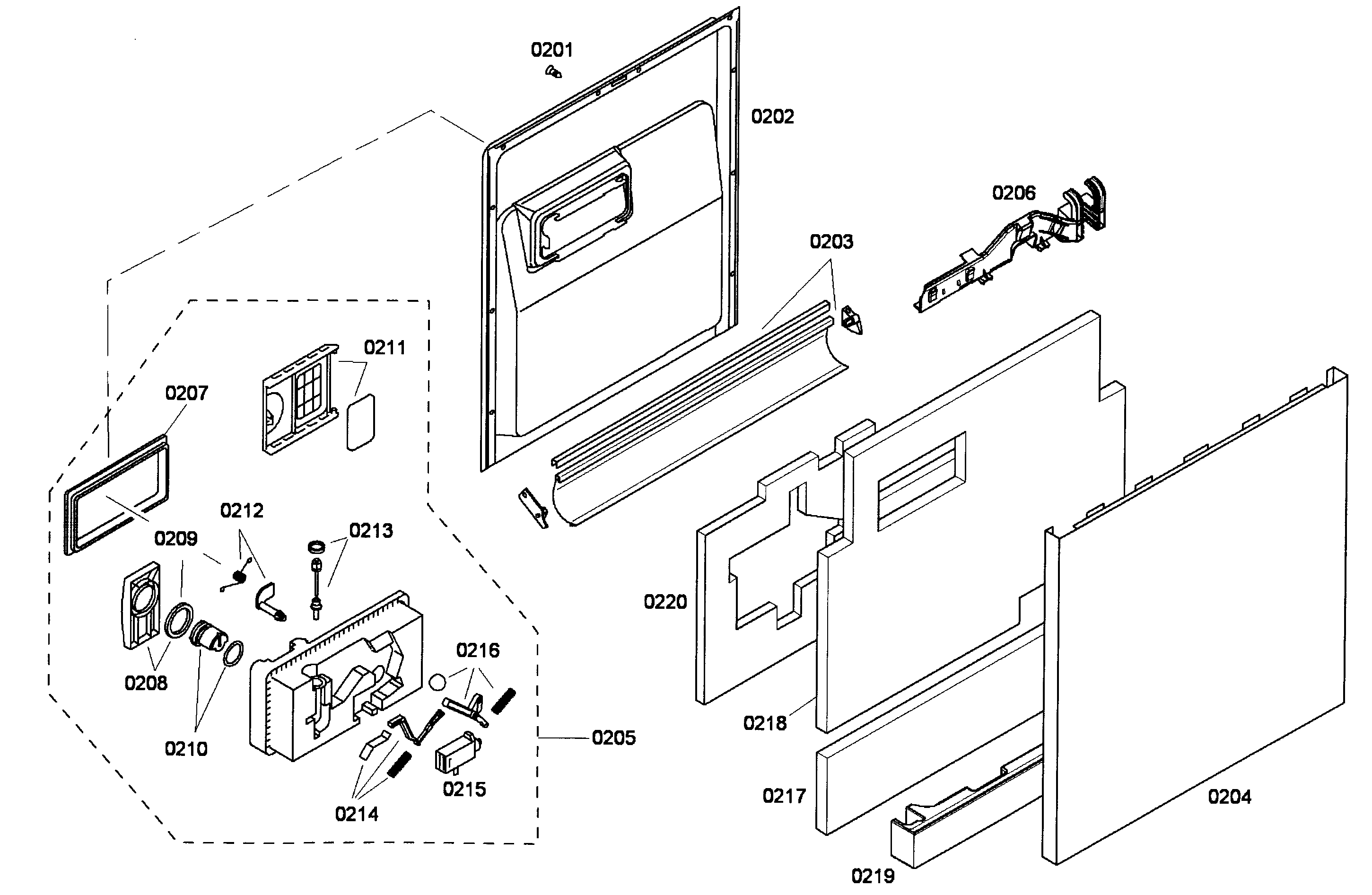 DOOR ASSY Diagram & Parts List for Model 63016303406 Kenmoreelite