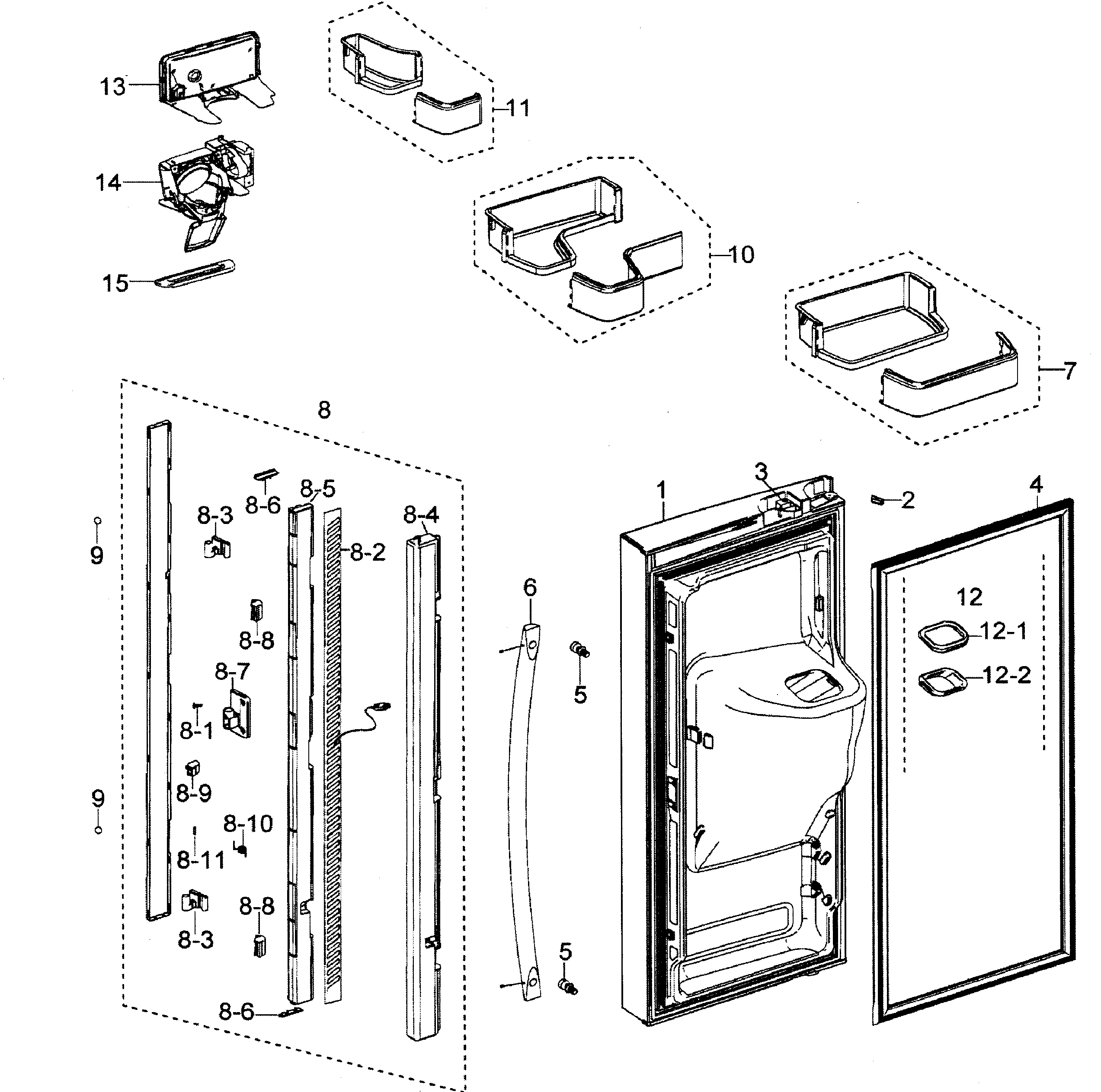 LEFT DOOR Diagram & Parts List for Model rfg297aapnxaa SamsungParts