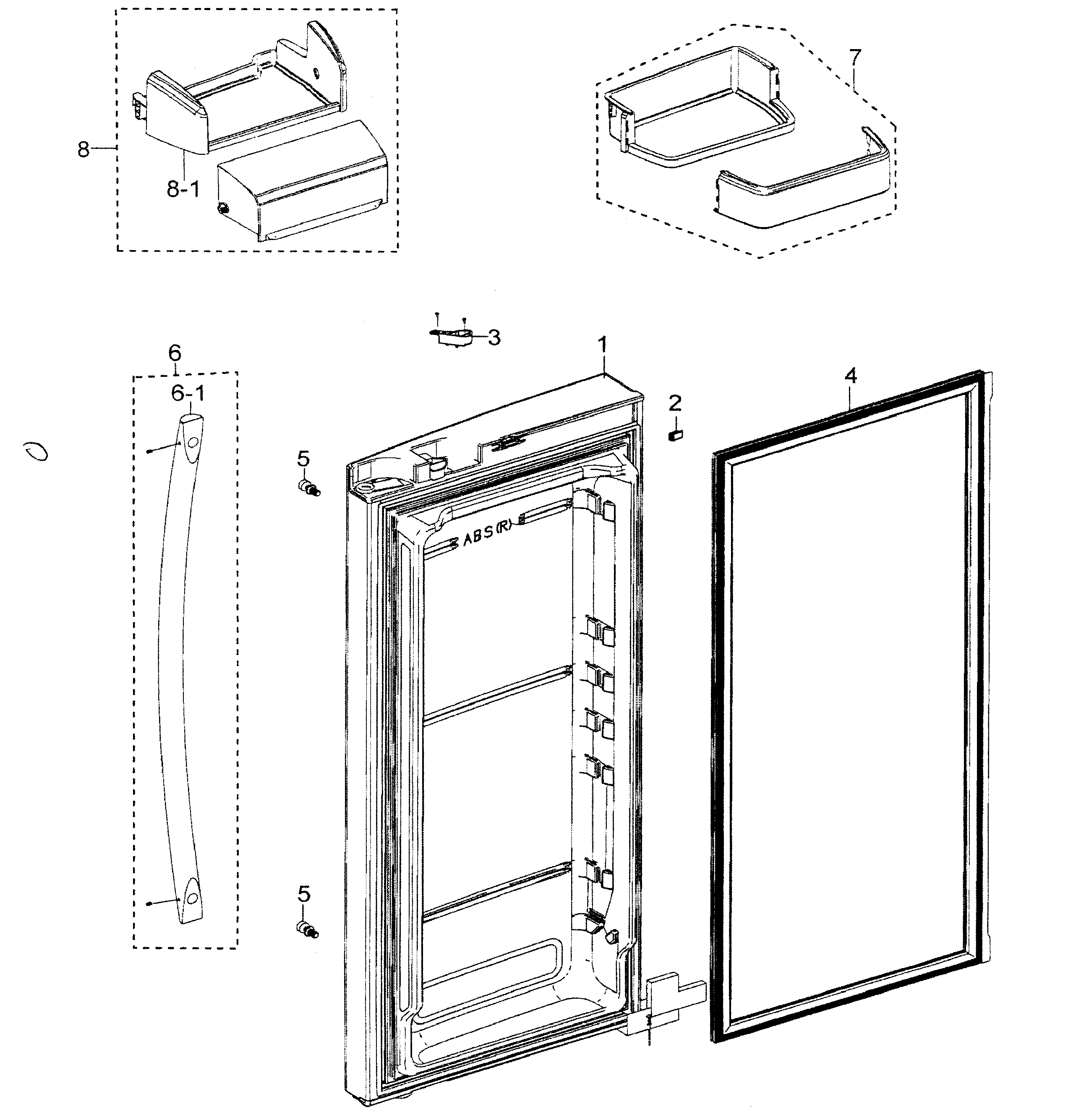 RIGHT DOOR Diagram & Parts List for Model rfg298aapnxaa SamsungParts