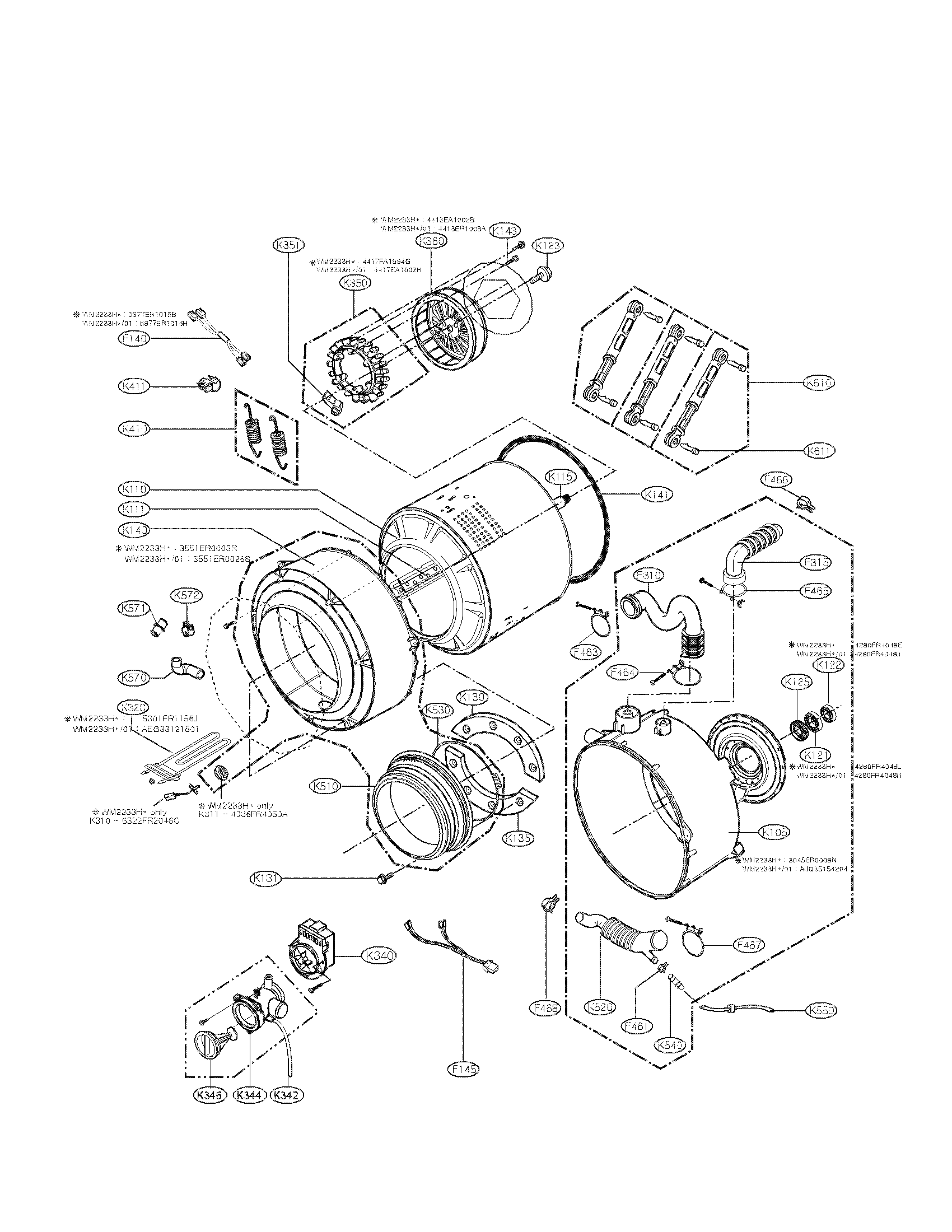 DRUM AND TUB PARTS Diagram & Parts List for Model wm2101hw LG-Parts