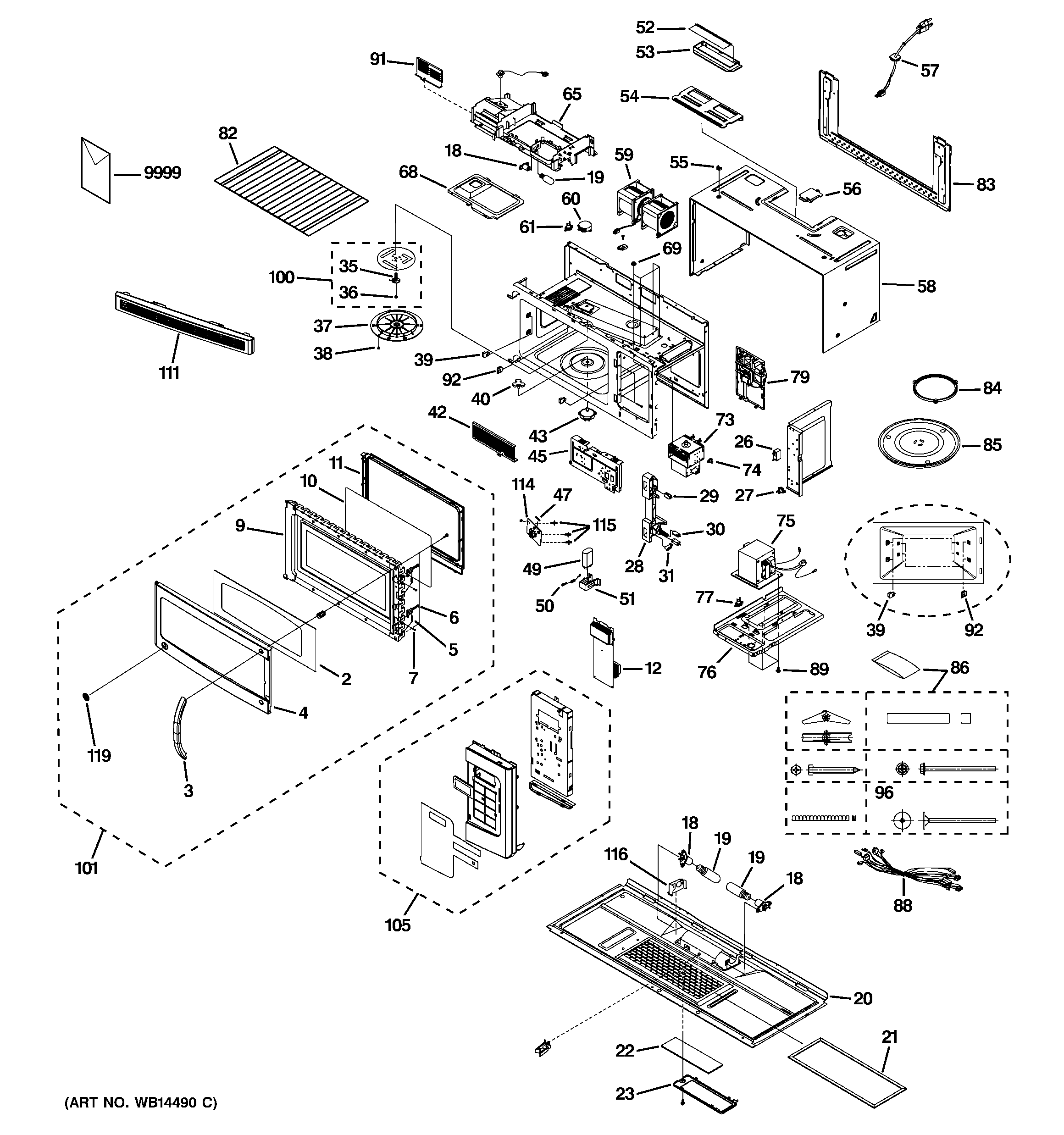 Microwave Diagram  U0026 Parts List For Model Jvm1540dn1bb Ge