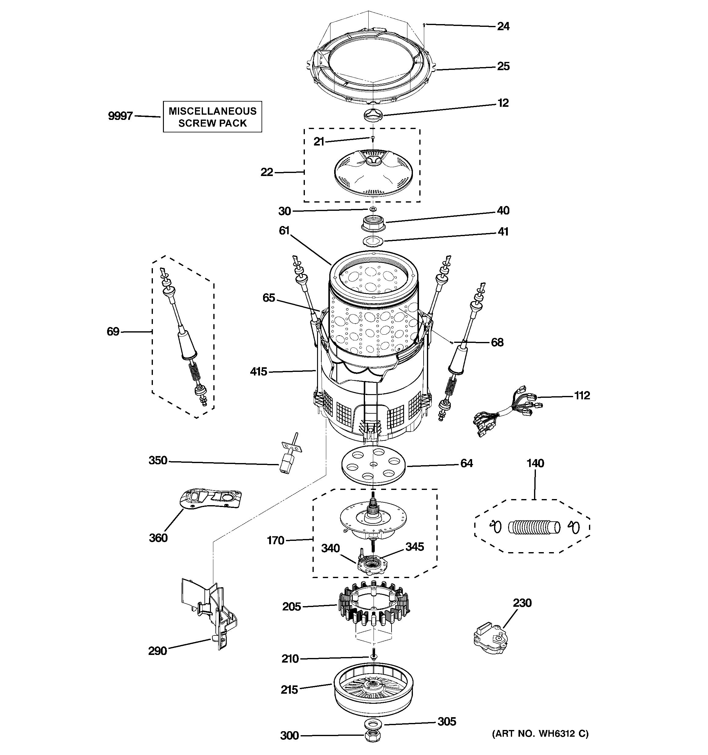 Tub  Suspension  U0026 Drive Components Diagram  U0026 Parts List