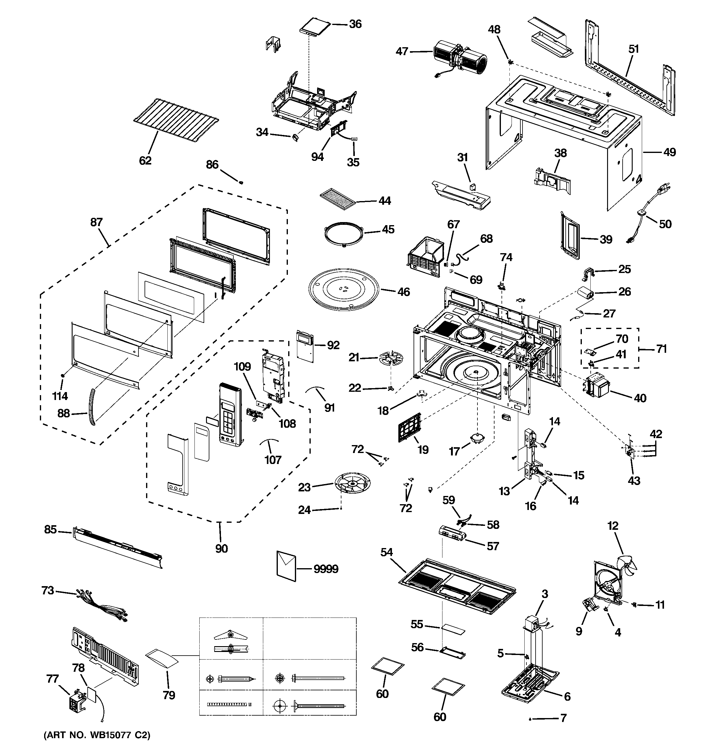 Microwave Diagram  U0026 Parts List For Model Jnm1951sr1ss Ge