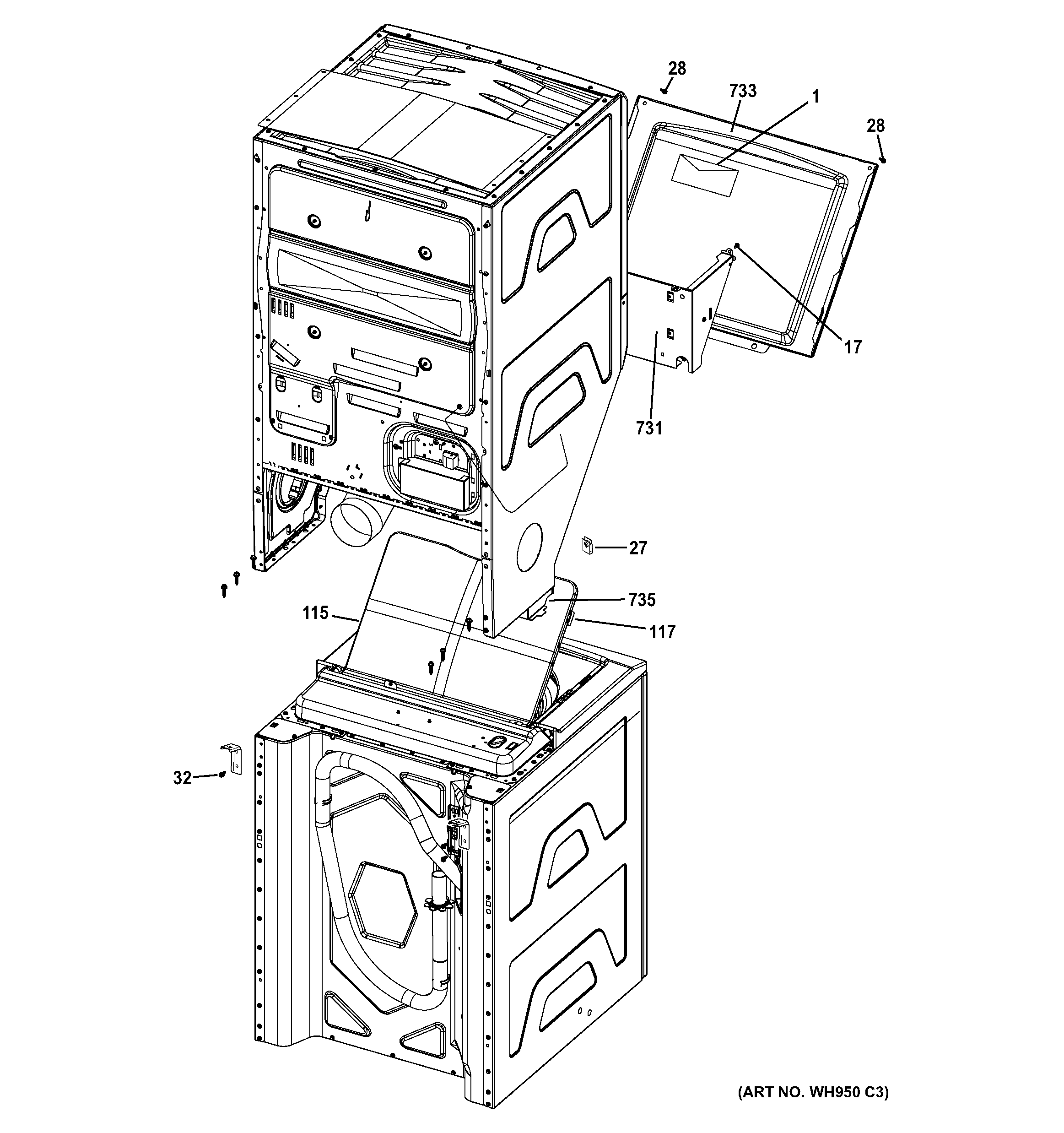 (3) Diagram & Parts List for Model gtup240gm4ww GEParts Washer