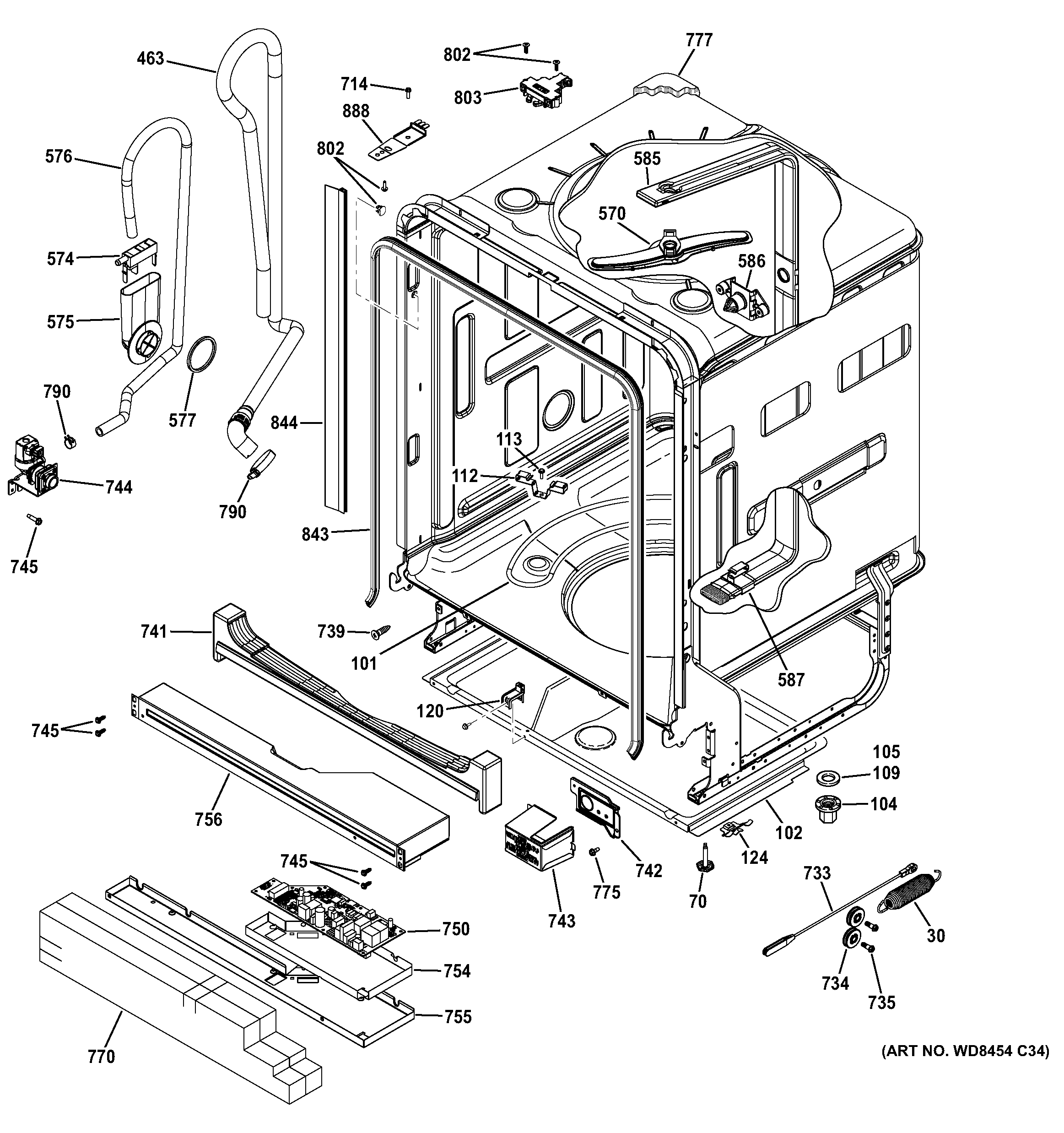 BODY PARTS Diagram & Parts List for Model gdt580ssf7ss GE ... sears dishwasher wiring diagram 