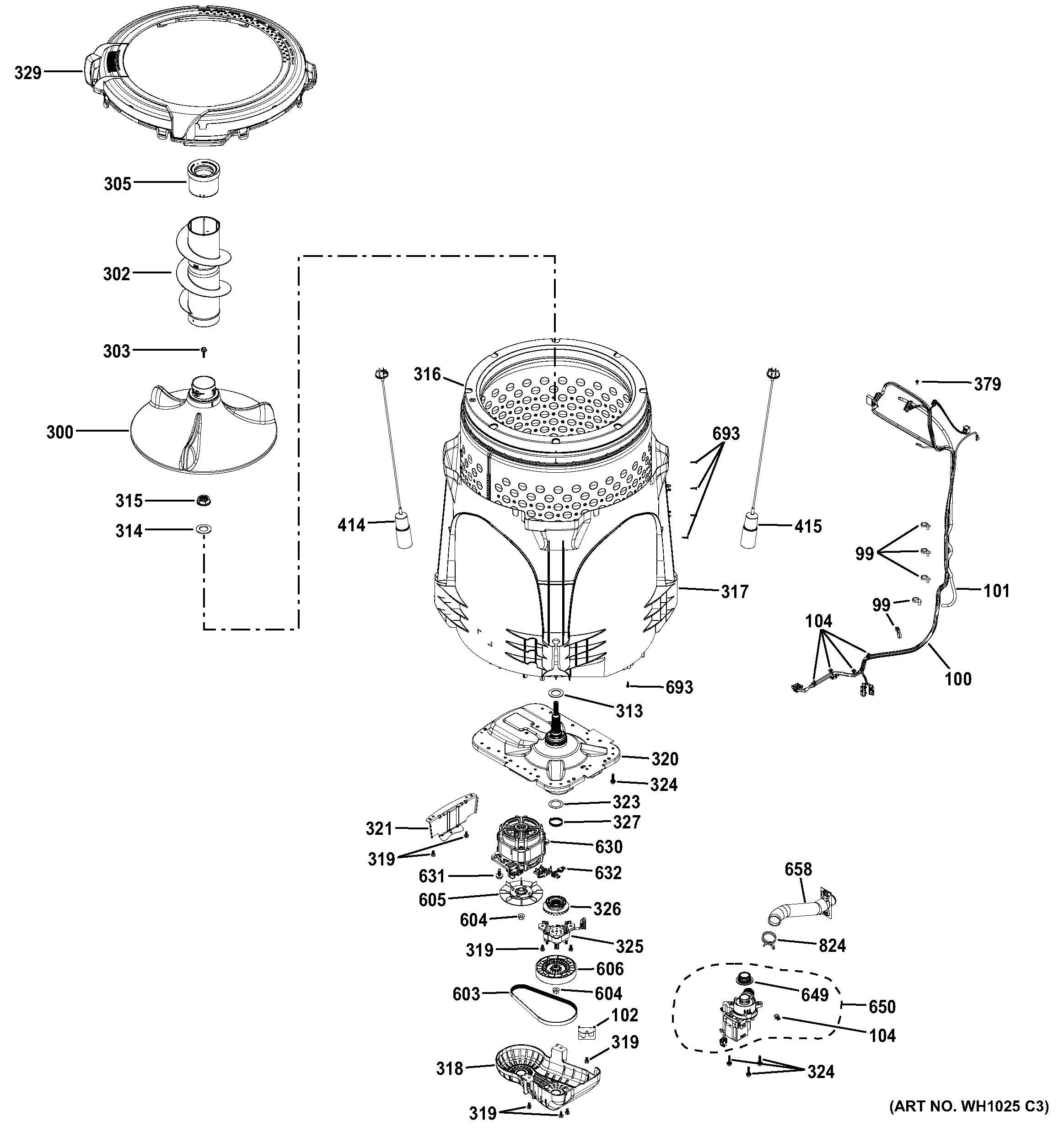 New GE Washer with socket (female) external drain hose connection