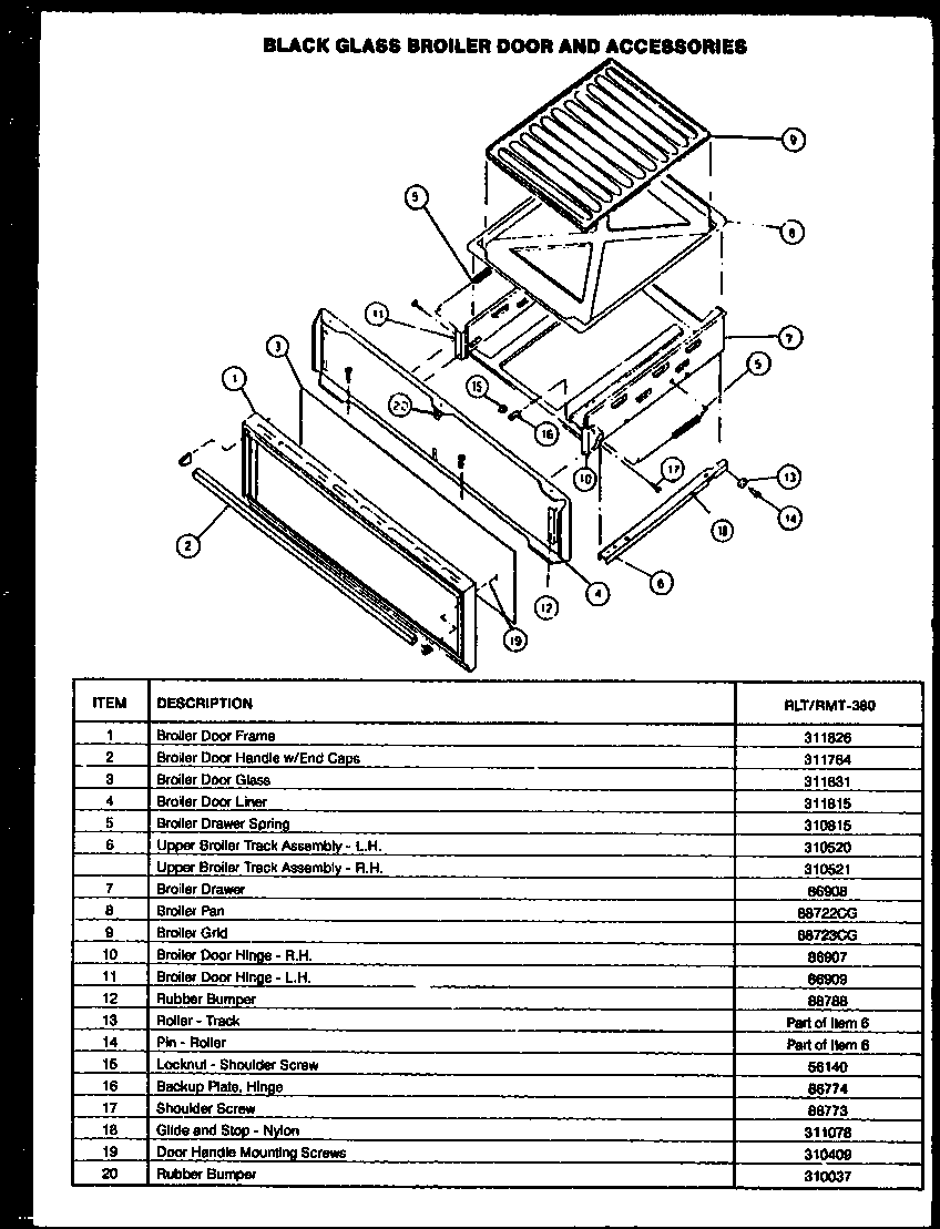 CALORIC Heritage Series Gas Ranges Oven components Parts Model RLT