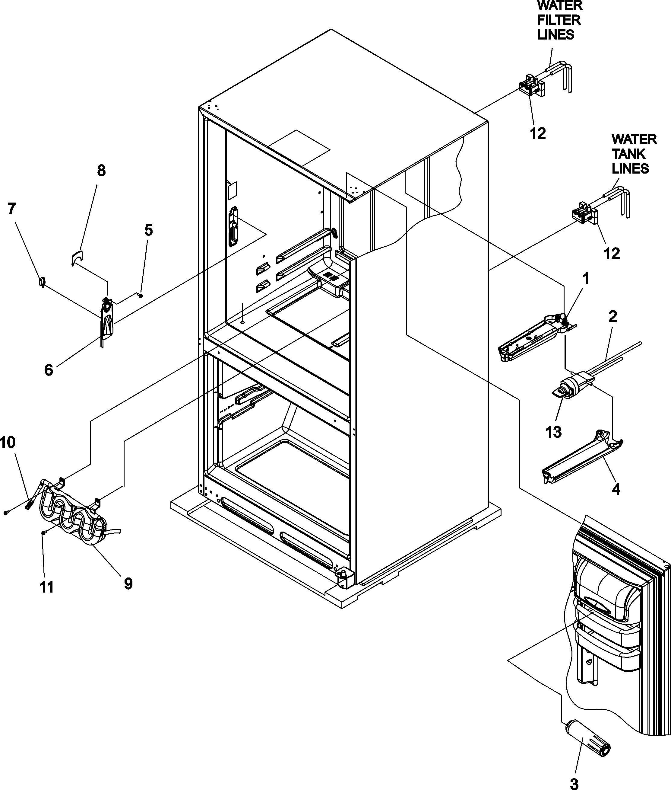 Refrigerator water filter diagram