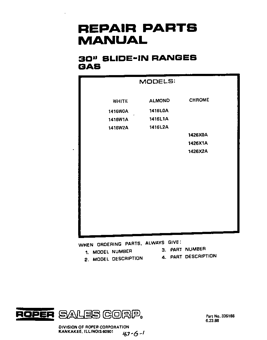 Roper  Slide-In Range  Cover page-text only