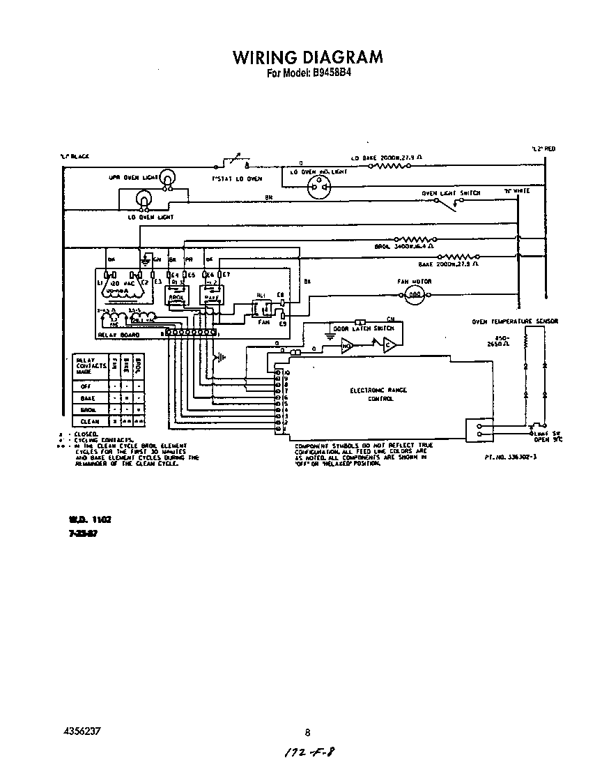 Wiring Diagram Diagram  U0026 Parts List For Model B9458b4