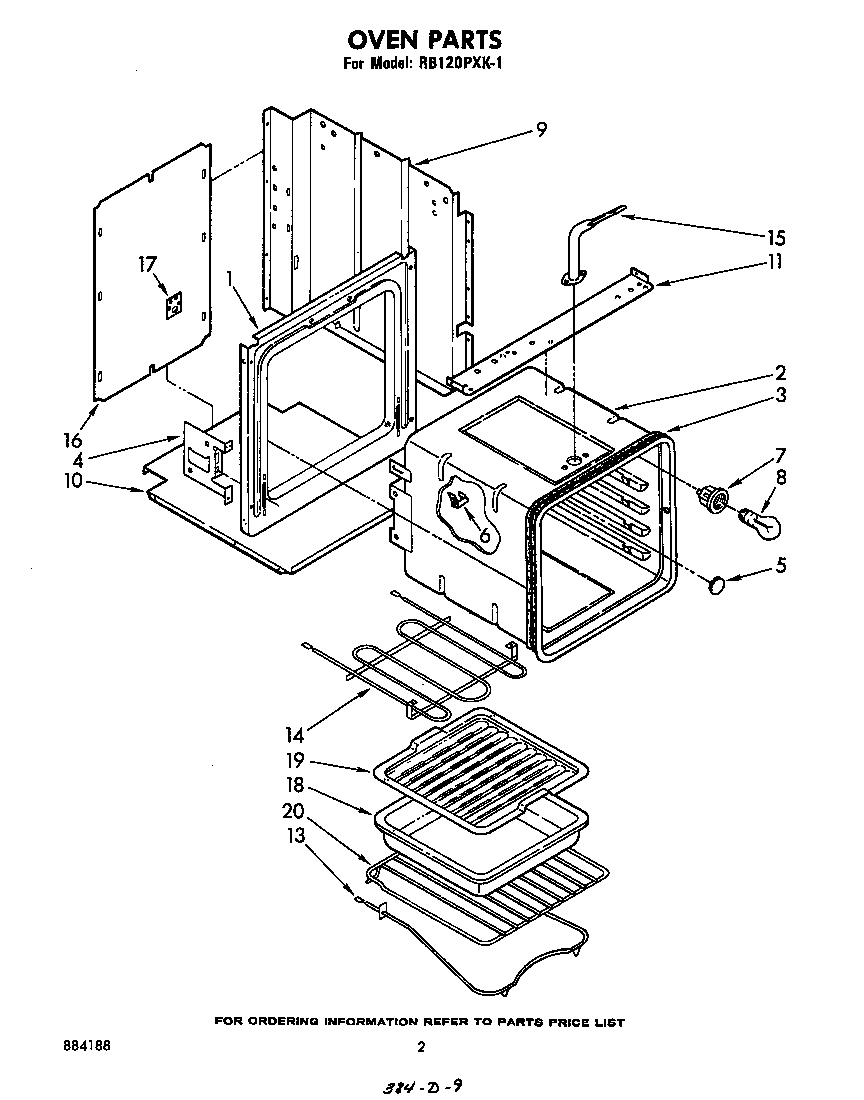 OVEN Diagram & Parts List for Model rb120pxk1 WhirlpoolParts WallOven