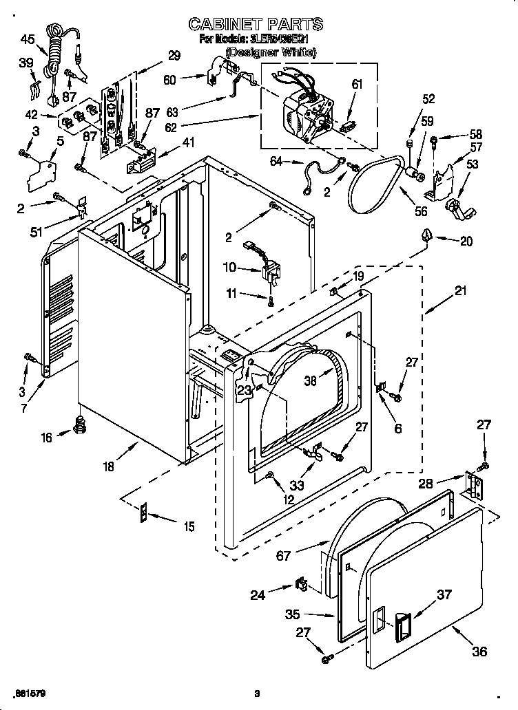 CABINET Diagram & Parts List for Model 3ler5436eq1 Whirlpool-Parts