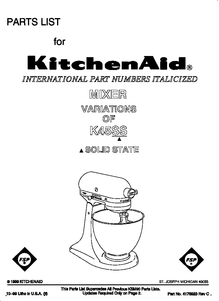 KitchenAid KPM5 Parts List and Diagram : eReplacementParts.com