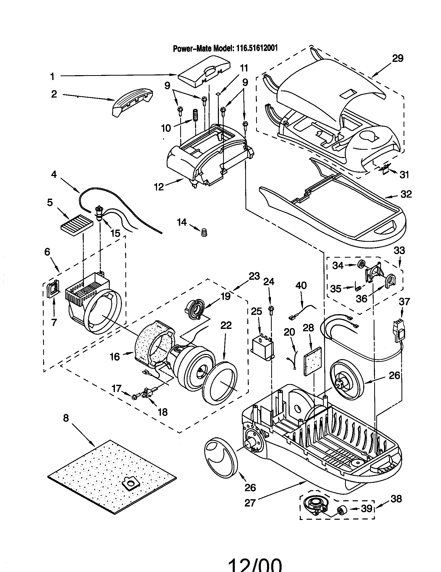 KENMORE VACUUM Parts | Model 11621612001 | Sears PartsDirect