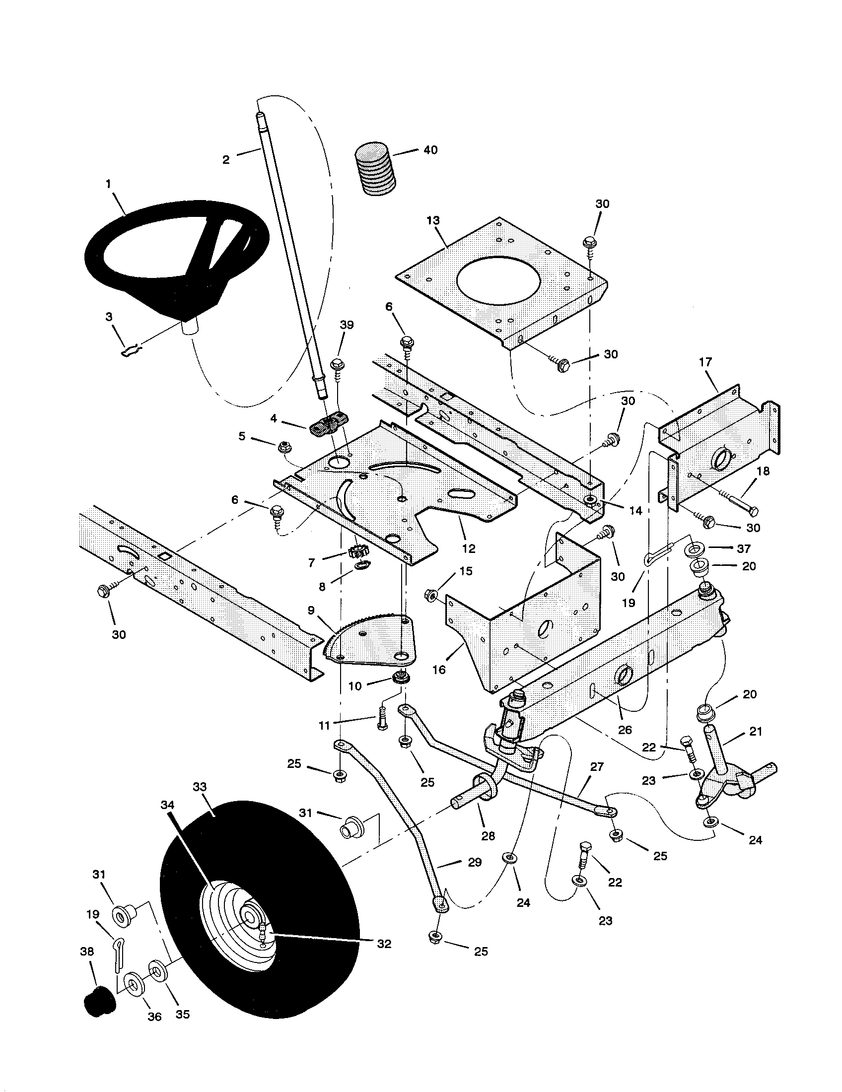 Steering Diagram  U0026 Parts List For Model 42583x9a Murray