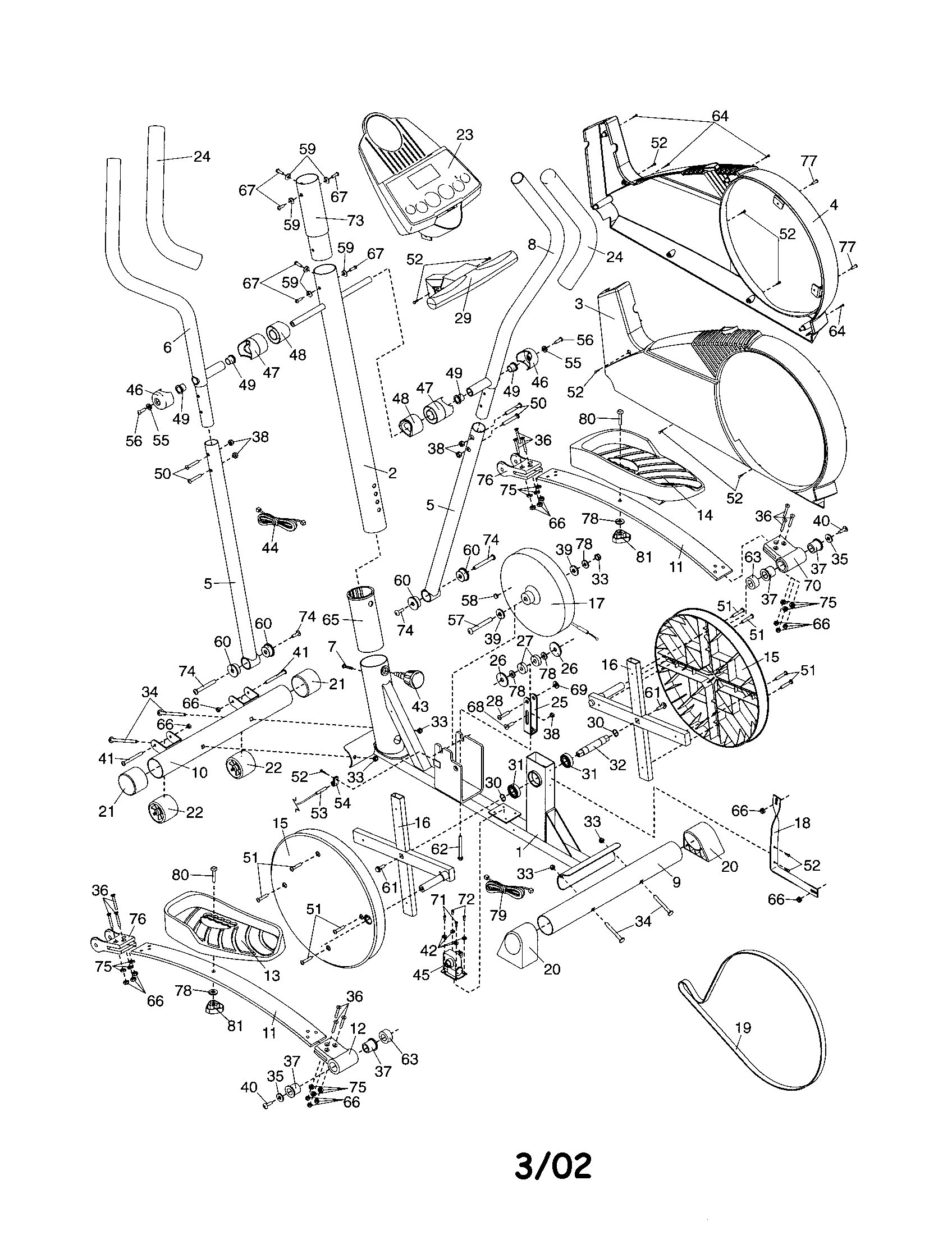 CARDIO CROSS TRAINER Diagram & Parts List for Model PFEL45010 ProformParts EllipticalParts