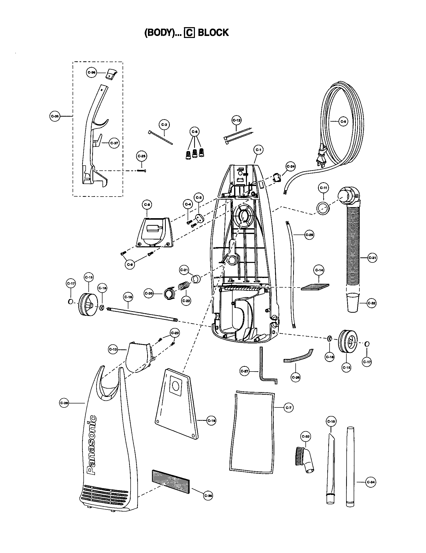 BODY Diagram & Parts List for Model mcv5710 PanasonicParts Vacuum