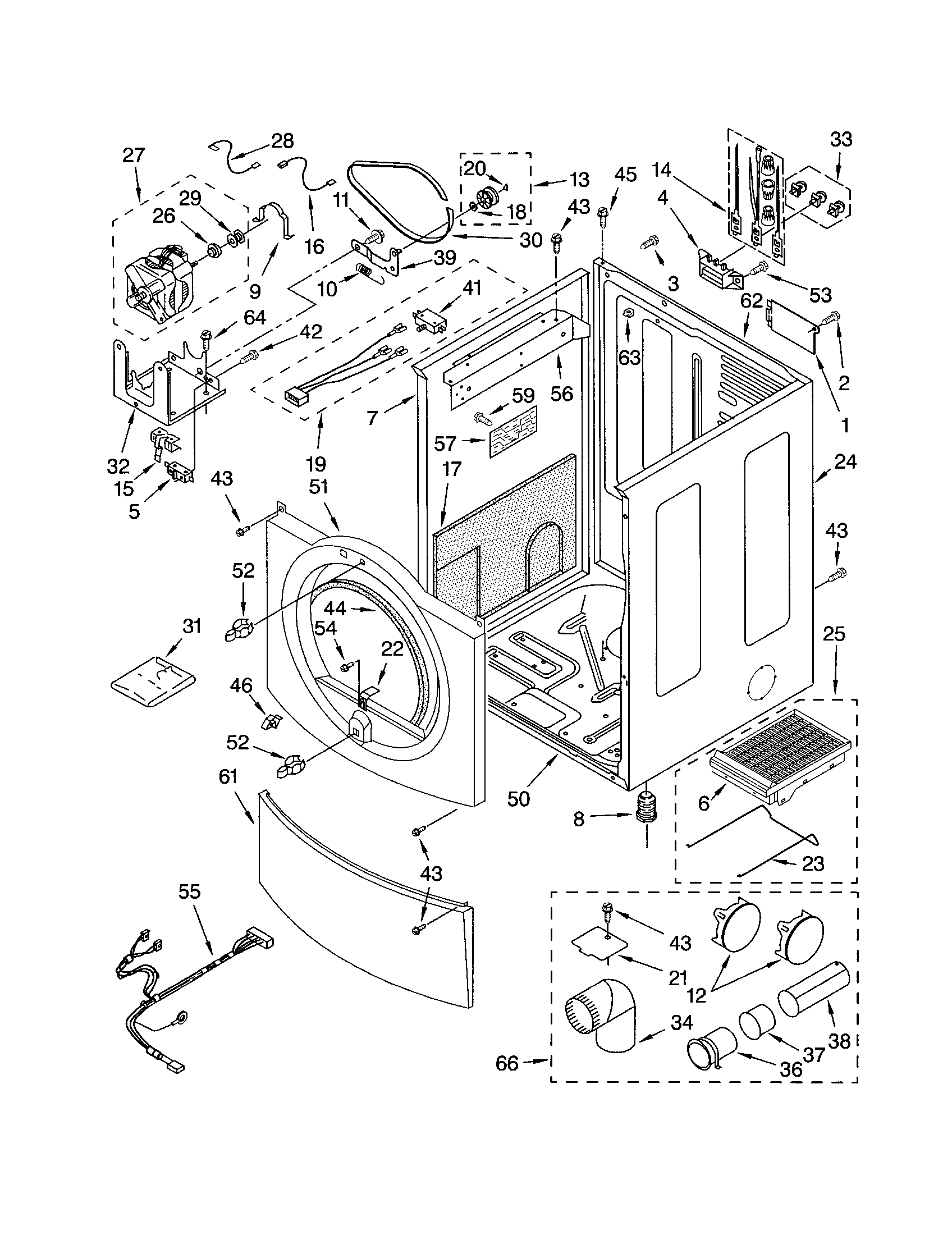 CABINET Diagram & Parts List for Model 11084834200 Kenmore-Parts Dryer